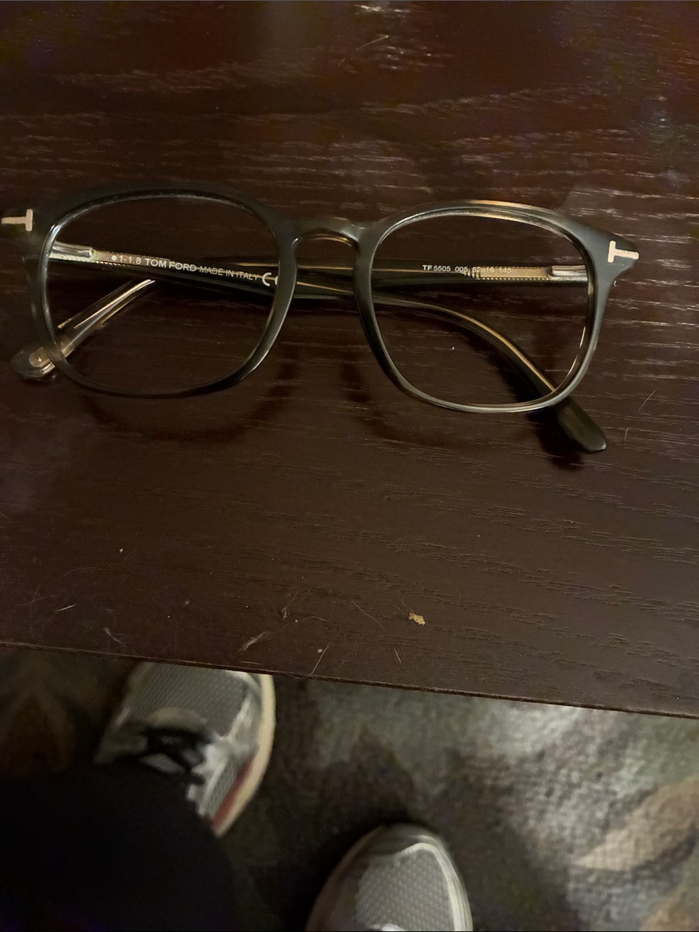 Tom Ford Black Men's Eyeglass Frames with Silver Temple 'T' Accents